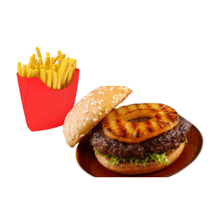 Hamburguesa Hawaiana Con Papas